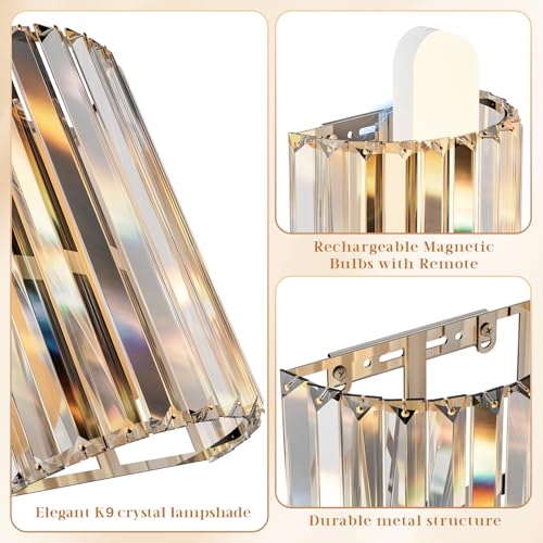 Brushed Nickel Battery Operated Wall Sconces Set of 2
