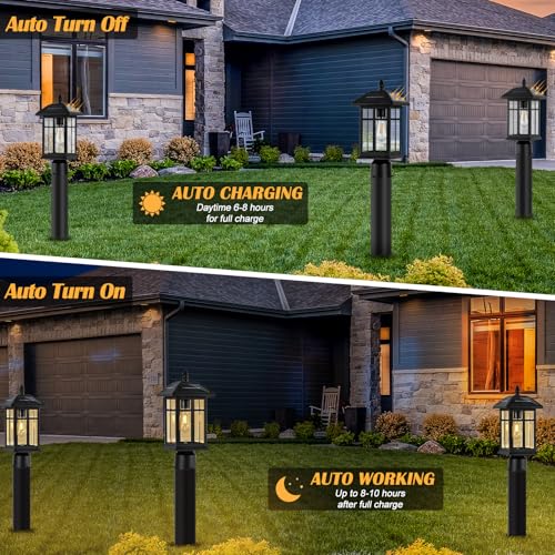 Solar Post Lights 2 Pack Outdoor Lamp Post Solar Light (2 Count)