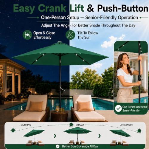 7.5FT Solar Patio Umbrella w