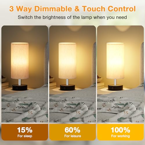 Small Table Lamps for Bedroom set of 2 (2 Count)