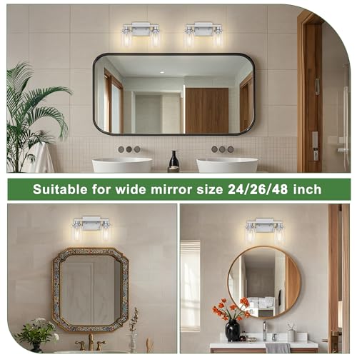 2 Light Nickel Bathroom Vanity Light Fixture Over Mirror