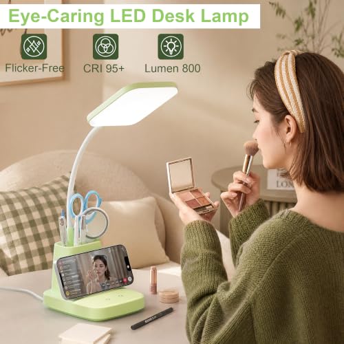LED Desk Lamp with 10W Wireless Charging & Pen Holder