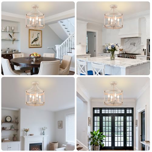 4 Lights White Farmhouse Chandelier