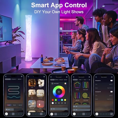 Floor Lamp 61'' Smart RGB LED Corner Lamp with Music Sync and 16 Million DIY Colors