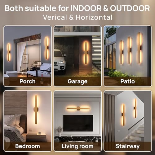 Gold LED Outdoor Wall Lights 34in Modern Exterior Light Fixture 3000K Waterproof Aluminum & Glass Outside Lights for House Front Door Patio
