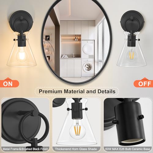 Wall Sconces 2 Pack Vanity Light Fixtures for Bathroom Black