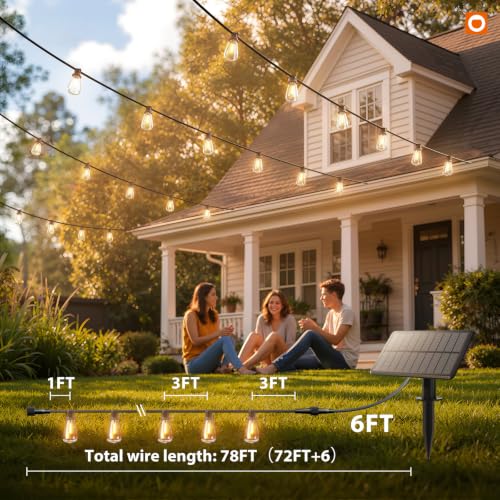 72FT Solar String Lights Waterproof with Remote & USB (78 Foot)
