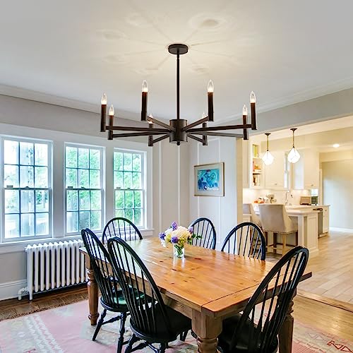 8 Light Black Farmhouse Candle Chandeliers Modern Matte Ceiling Light Fixture Industrial Hanging Lighting for Dining Room Living Room Bedroom Kitchen Island Foyer