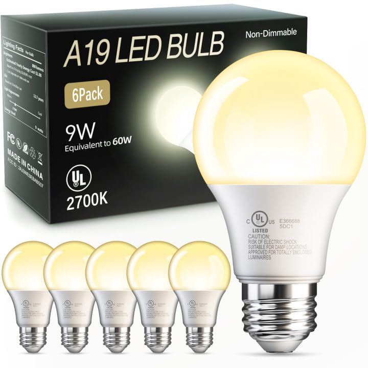 6 Pack A19 LED Light Bulbs (6 Count)