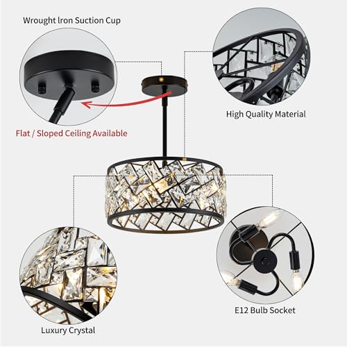 3 Light Crystal Ceiling Light Fixture