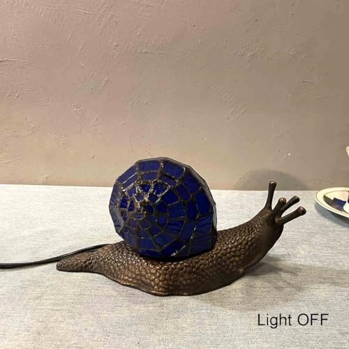 L10983 Blue Land Snail Tiffany Style Stained Glass Accent Table Lamp
