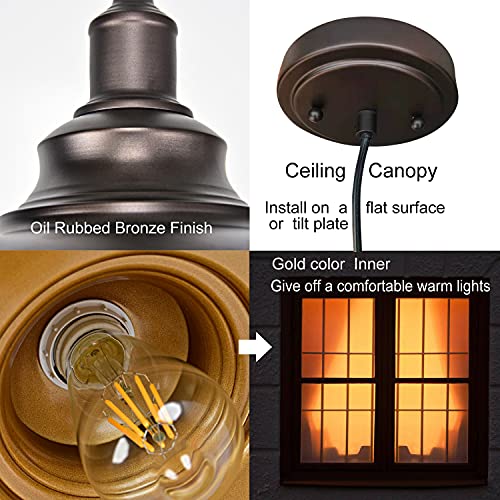 3 Pack Farmhouse Dome Pendant Lights for Kitchen Island Bronze (3 Count)