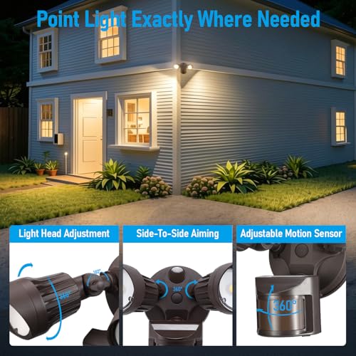 Motion Sensor Security Lights Dusk to Dawn IP65 3000K Bronze