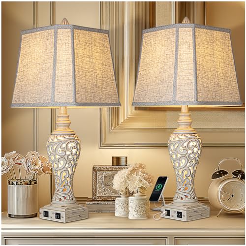 28.5" Table Lamps Set of 2 with Nightlight for Bedroom (2 Count)