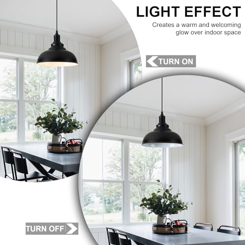 3 Pack Farmhouse Dome Pendant Lights for Kitchen Island Black (3 Count)
