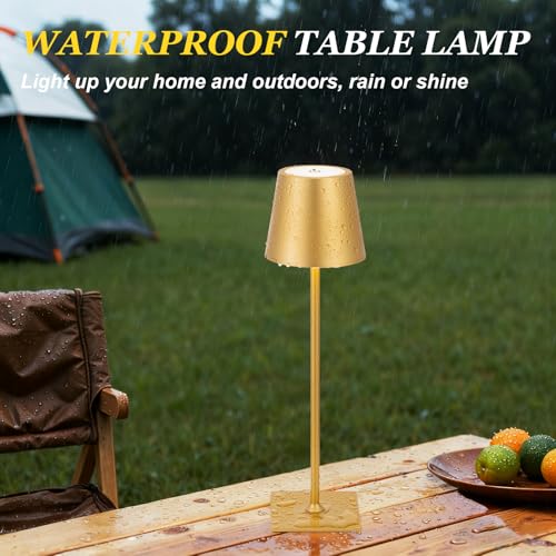 Gold Cordless Rechargeable Table Lamp 5000mAh Battery Operated Lamps (4 Count)