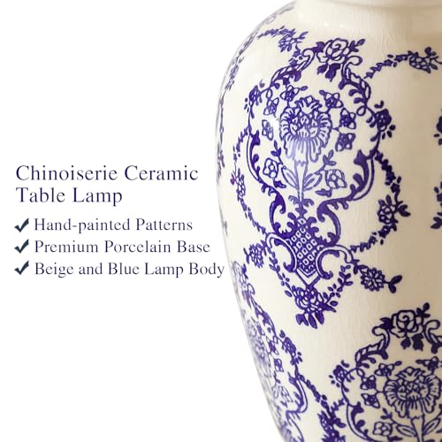 Chinoiserie Ceramic Small Table Lamps Set of 2 for Living Room Bedroom Bedside (2 Count)