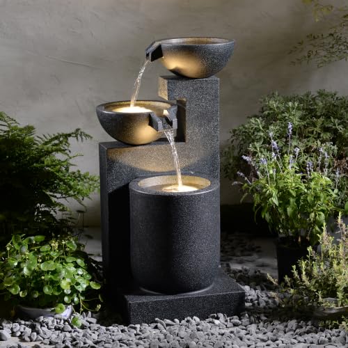 Black Modern Tiered Bowl Fountain