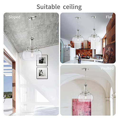 Chandelier Rustic Farmhouse Industrial Round Ceiling Pendant LED Light Fixture with Clear Glass Shades for Dining Room Kitchen Island Foyer Entryway