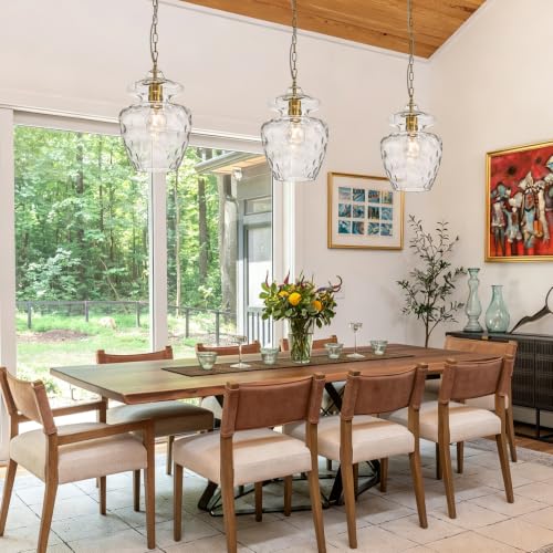 Farmhouse Gold Glass Pendant Light