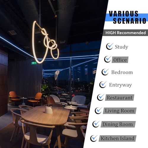 Modern LED Pendant Light Kitchen Island Lighting Black Modern Led Chandelier Light Fixture for Dining Room 70.86 inch DIY Outlook 3