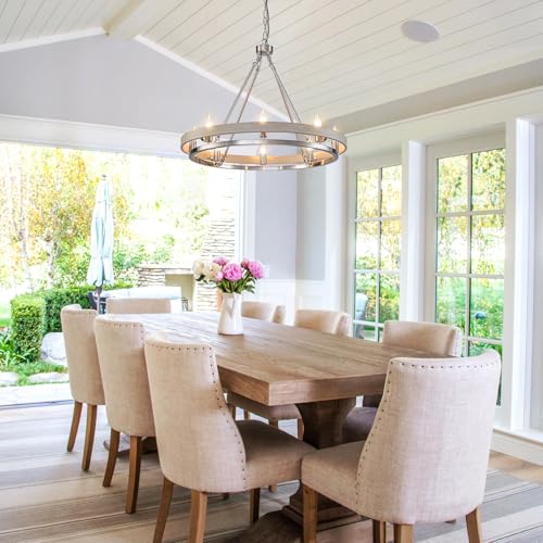 29" Brushed Nickel Wagon Wheel Chandelier