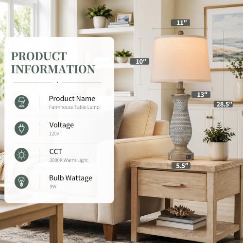28.5" Farmhouse Table Lamps Set of 2 (2 Count)