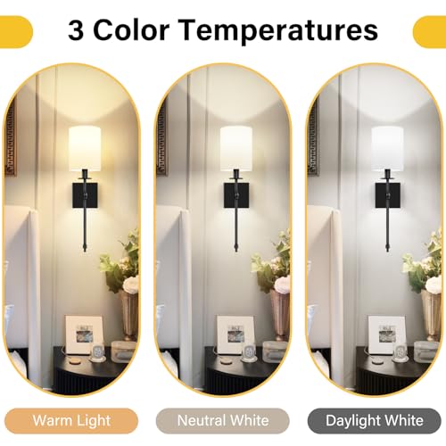 19 Inch Black Battery Operated Wall Sconces Set of 2 (2 Count)