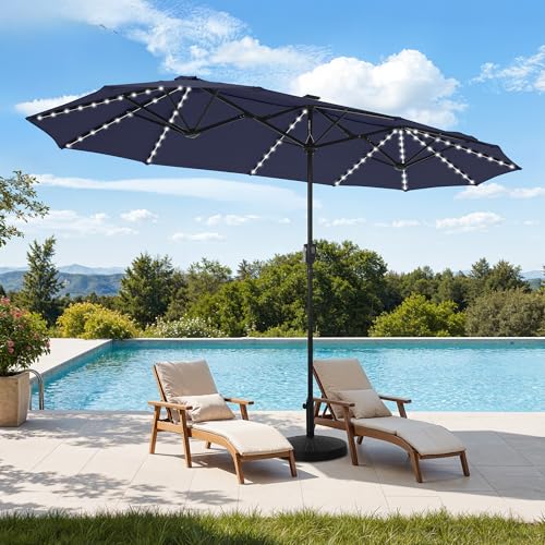 13 ft Patio Umbrella with 120 LED Solar Lights Outdoor Umbrella