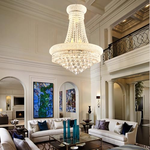 MORECHANGE French Empire Crystal Chandelier Luxury Chrome Empire Chandelier