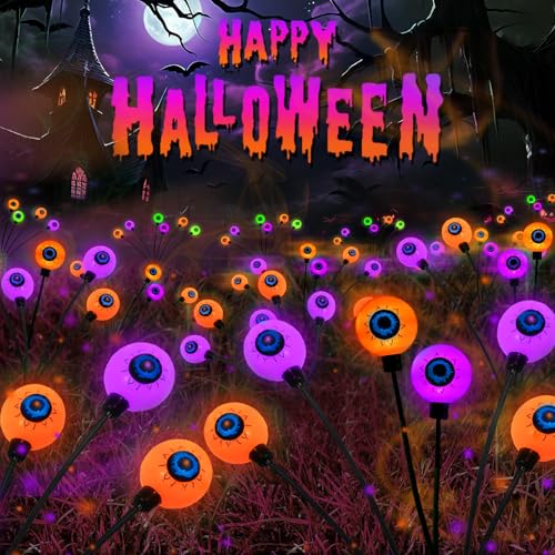 6 Pack Solar Halloween Decorations Outdoor 36 LED Solar Eyeball Lights (6 Count)