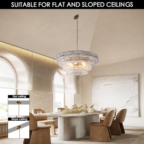 Clear Glass 36 inch Round Chandelier for Dining Room