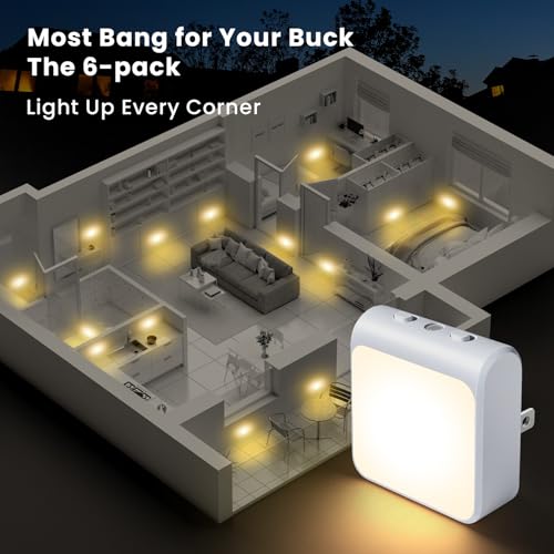12 Pack Dimmable LED Night Lights Plug into Wall with Dusk to Dawn Sensor (12 Count)