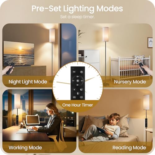 Dimmable Floor Lamp for Living Room with Remote and Foot Switch