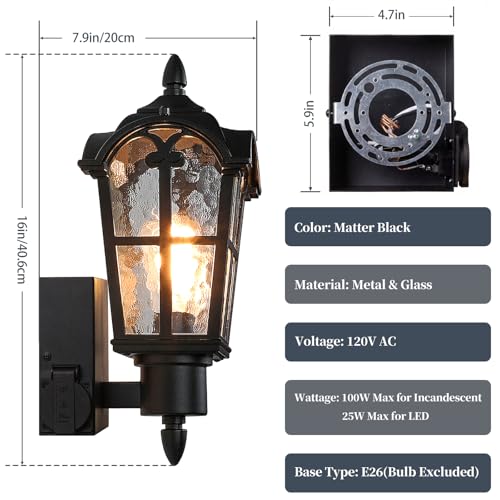 16’’ Large Outdoor Wall Lights with Outlet