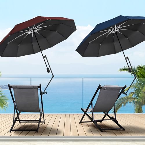 UPF 50+ Beach Umbrella with Adjustable Universal Clamp