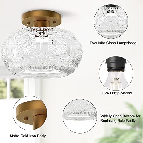 Globe Glass Semi Flush Mount Ceiling Light Fixture