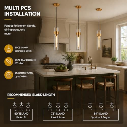 Modern Glass Brass Pendant Lights Kitchen Island