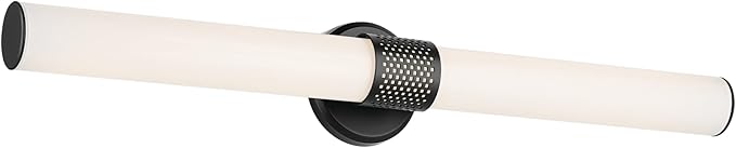 Kichler Sashi 32" LED Large Bath Bar with White Glass in Black, Modern, for Vanity, Fireplace, Buffet, Hallway, Vanity Mirror, (32" W x 5" H) 55193BKLED