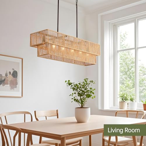 34" Rattan Chandelier