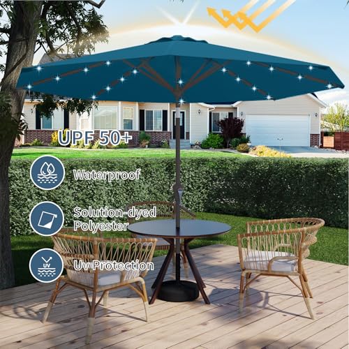 9FT Patio Umbrella with Solar Lights