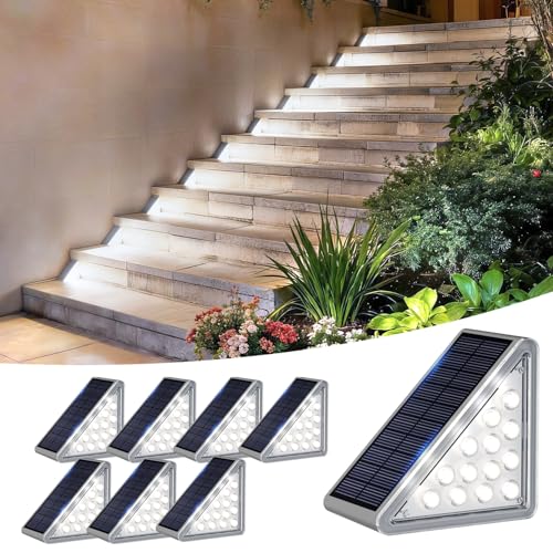 8 Pack Solar Step Lights Outdoor Waterproof