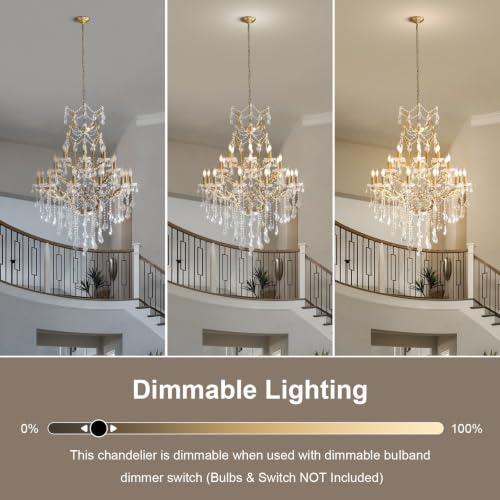 24 Lights Large Crystal Chandelier for High Ceilings