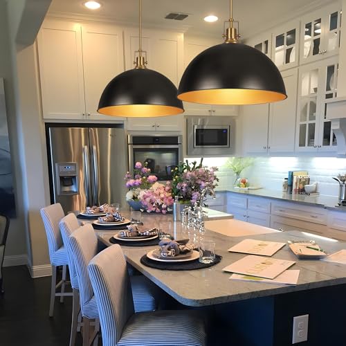 18 Inch Black and Gold Large Pendant Light Kitchen Island