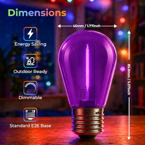 36 Pack S14 Orange and Purple Light Bulbs for String Lights (36 Count)