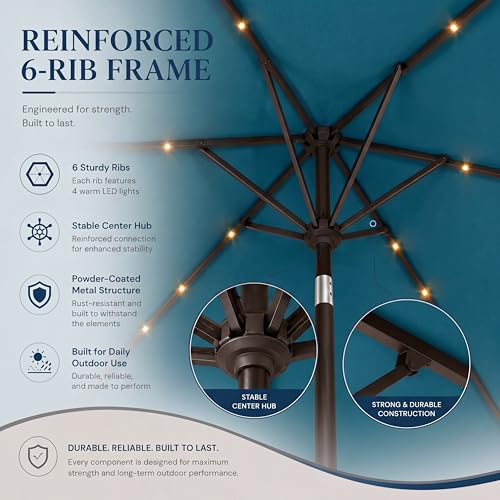 6.5 x 10ft Rectangular Patio Umbrella with Solar Lights