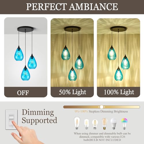 Blue 3 Light Pendant Lighting