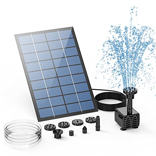 2.5W DIY Solar Fountain Pump with 6 Nozzles & 4ft Flexible Hose
