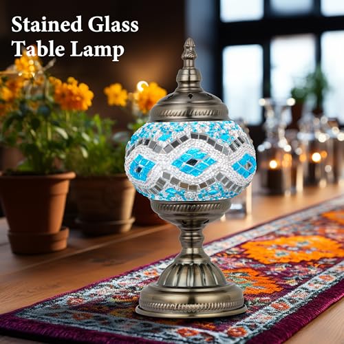 Turkish Mosaic Lamp Stained Glass Table Lamp with Tiffany Style