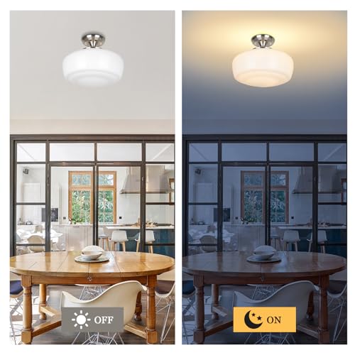 Large Schoolhouse Style Semi Flush Mount Ceiling Light Fixture